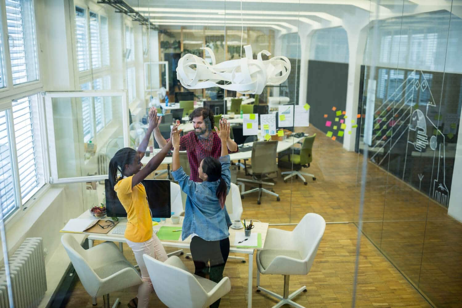 Stylish co-sharing office space in Saudi Arabia with collaborative work areas and modern amenities